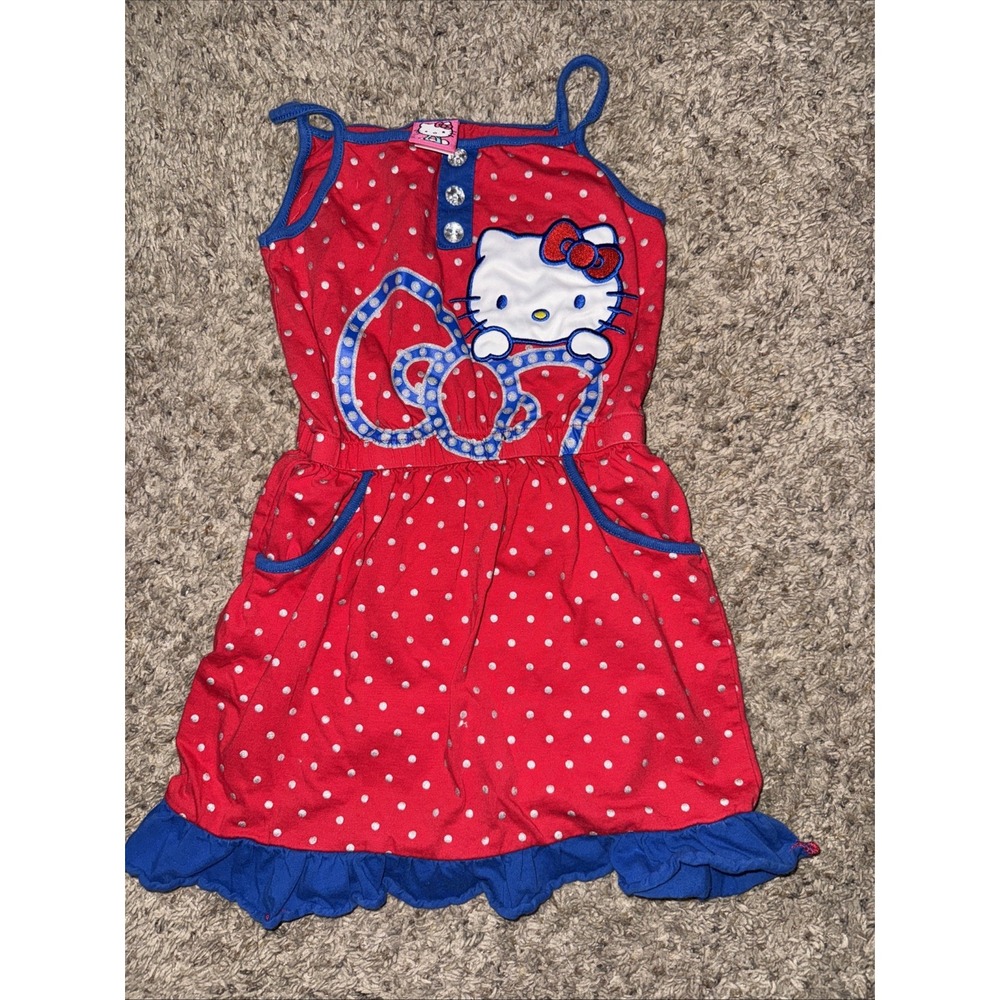 Girls Hello Kitty Size 6 Red White & Blue Cotton Spaghetti‎ Strap Sun Dress 2015